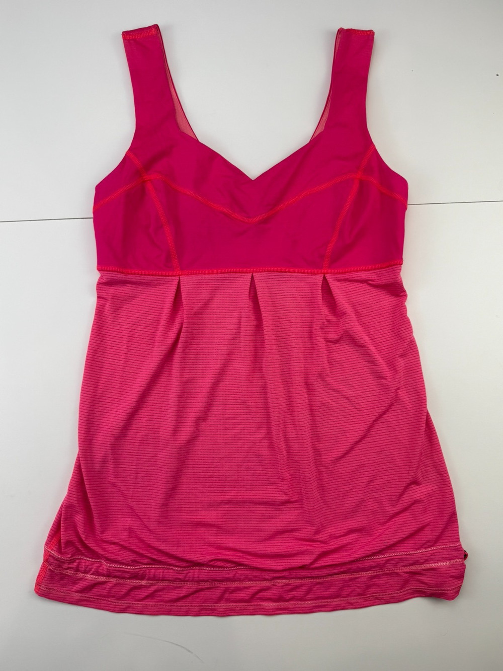 Lululemon Rest Less Tank Womens 6 Pretty Pink Stripe Built In Bra W1D64S